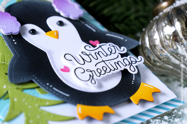 pretty pink posh, pretty pink posh stamps and dies, pretty pink posh winter, pretty pink posh christmas, penguin, card ideas, handmade cards, wanda guess, a blog called wanda