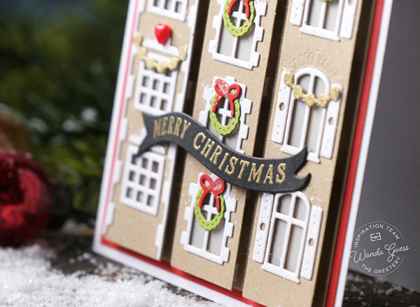 the greetery, the greetery christmas, the greetery stamps and dies, marketplace, holidays, marketplace mini, gingerbread, christmas card ideas, handmade christmas, gingerbread house card, paper, die cutting, wanda guess, a blog called wanda