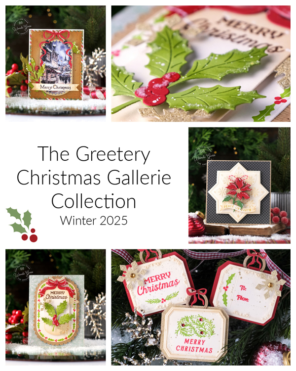 christmas card ideas, diy christmas, handmade card ideas, the greetery, the greetery capsule collection, the greetery christmas, the greetery christmas gallerie collection, the greetery holly, the greetery new release, the greetery shortbread shapes, the greetery stamps and dies, wanda guess. a blog called wanda, winter