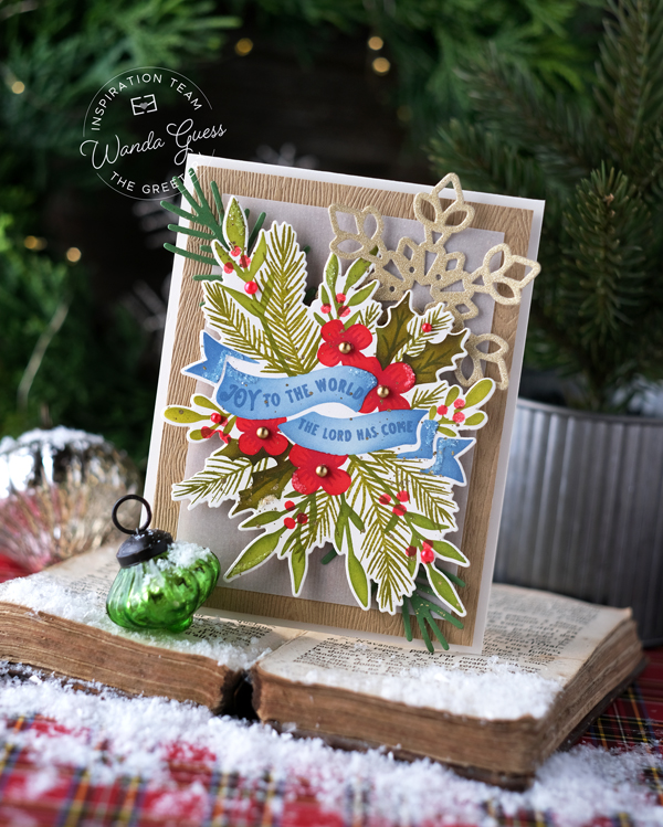 the greetery, the greetery christmas, the greetery stamps and dies, the greetery banner and bough, stencils, winter, diy christmas, christmas card ideas, handmade christmas cards, holidays, wanda guess, a blog called wanda