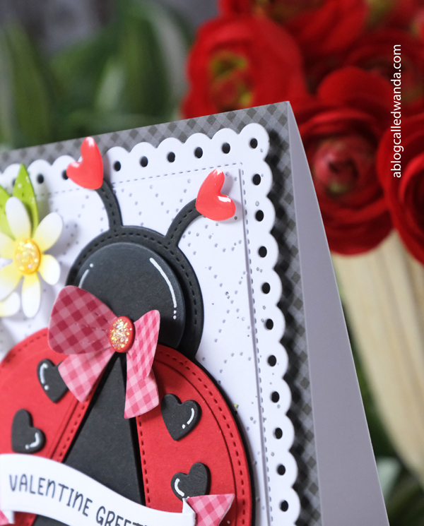 Pretty Pink Posh stamps and dies, Pretty Pink Posh crafting, handmade card ideas, Valentine's Day ideas, Valentine Crafting, Valentine cards, Ladybug, a blog called wanda, wanda guess
