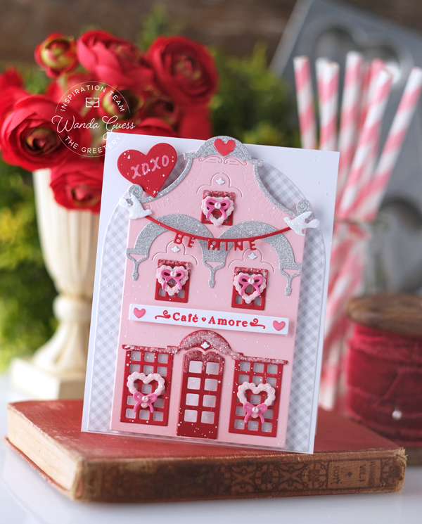 The Greetery, The Greetery stamps and dies, The Greetery Amour Market Collection, Valentine's Day, Handmade cards, Valentine crafts, Valentine cards, The Greetery Market Place Dies, The Greetery Coquette Hearts, The Greetery Bitty Blooms, wanda guess, A Blog Called Wanda