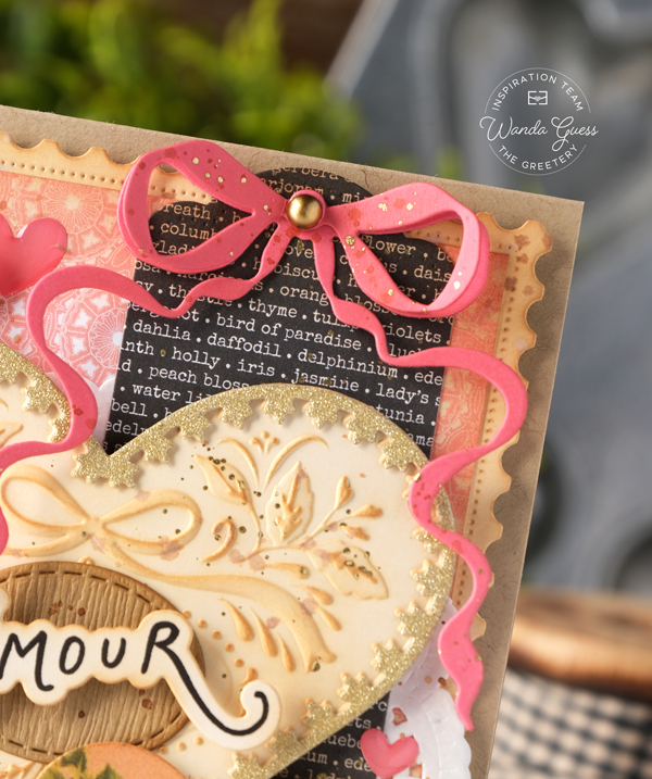 The Greetery, The Greetery stamps and dies, The Greetery Amour Market Collection, Valentine's Day, Handmade cards, Valentine crafts, Valentine cards, The Greetery Market Place Dies, The Greetery Coquette Hearts, The Greetery Bitty Blooms, wanda guess, A Blog Called Wanda