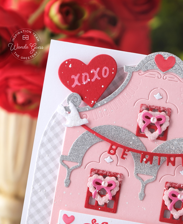 The Greetery, The Greetery stamps and dies, The Greetery Amour Market Collection, Valentine's Day, Handmade cards, Valentine crafts, Valentine cards, The Greetery Market Place Dies, The Greetery Coquette Hearts, The Greetery Bitty Blooms, wanda guess, A Blog Called Wanda