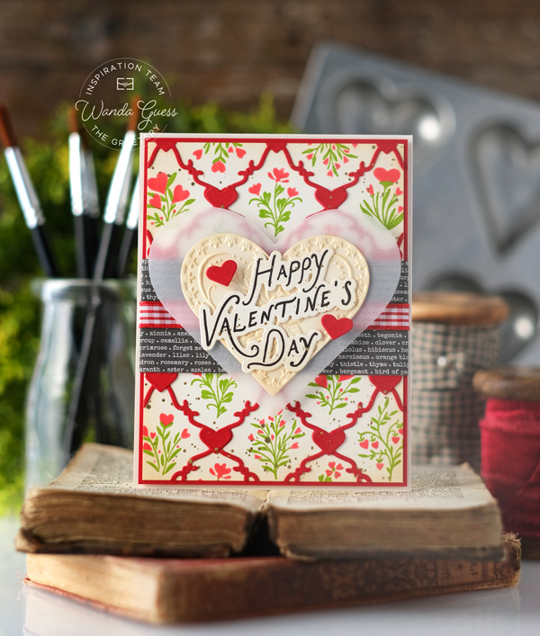 The Greetery, The Greetery stamps and dies, The Greetery Amour Market Collection, Valentine's Day, Handmade cards, Valentine crafts, Valentine cards, The Greetery Market Place Dies, The Greetery Coquette Hearts, The Greetery Bitty Blooms, wanda guess, A Blog Called Wanda