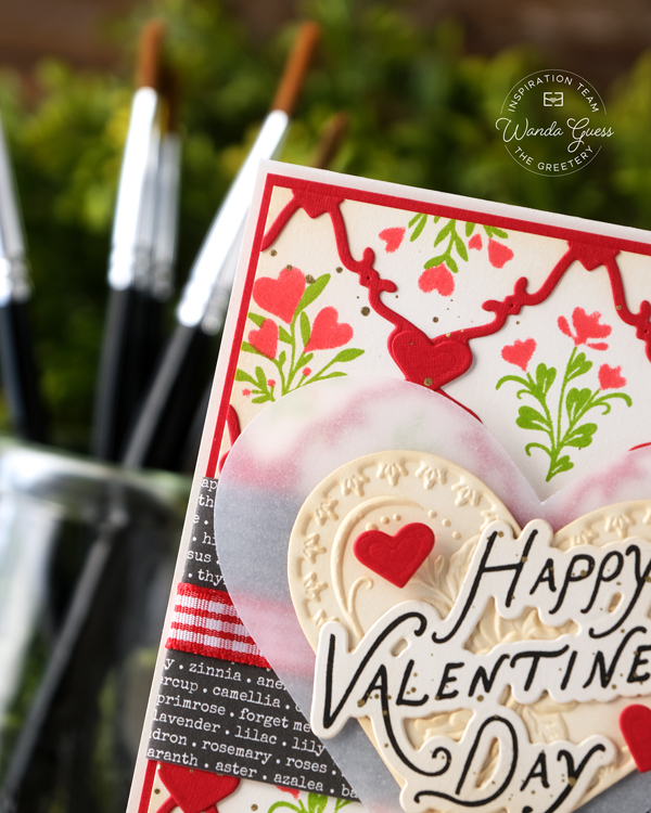 The Greetery, The Greetery stamps and dies, The Greetery Amour Market Collection, Valentine's Day, Handmade cards, Valentine crafts, Valentine cards, The Greetery Market Place Dies, The Greetery Coquette Hearts, The Greetery Bitty Blooms, wanda guess, A Blog Called Wanda