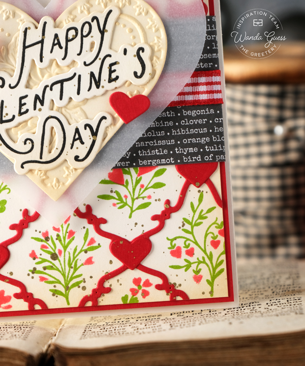 The Greetery, The Greetery stamps and dies, The Greetery Amour Market Collection, Valentine's Day, Handmade cards, Valentine crafts, Valentine cards, The Greetery Market Place Dies, The Greetery Coquette Hearts, The Greetery Bitty Blooms, wanda guess, A Blog Called Wanda