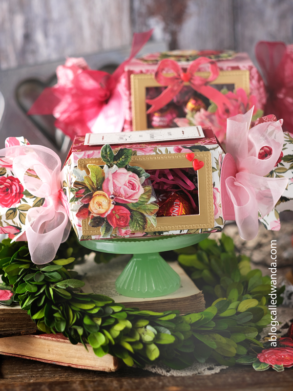 valentines day crafts, valentine decorating, anna griffin valentines, vintage valentine, treat boxes, anna griffin dies, handmade valentines, diy, crafting, a blog called wanda, wanda guess