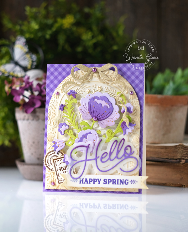 the greetery stamps and dies, handmade card ideas, cards with the greetery, spring cards, easter, die cutting, the greetery rosemal reflections, wanda guess, a blog called wanda