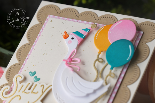 the greetery, the greetery stamps and dies, the greetery card ideas, the greetery silly goose stamps and dies, goose card, birthday card, handmade card ideas, wanda guess, a blog called wanda