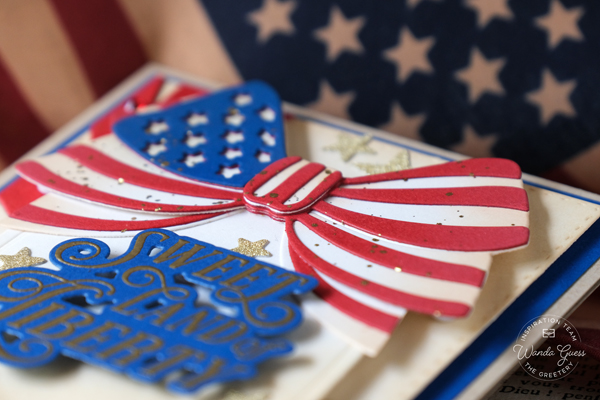 the greetery, the greetery stamps and dies, the greetery blog, the greetery patriotic, flag bow dies, wave the flag dies, land of liberty, 4th of july crafty, 4th of july cards, usa 250, america 250, wanda guess, handmade card ideas, a blog called wanda