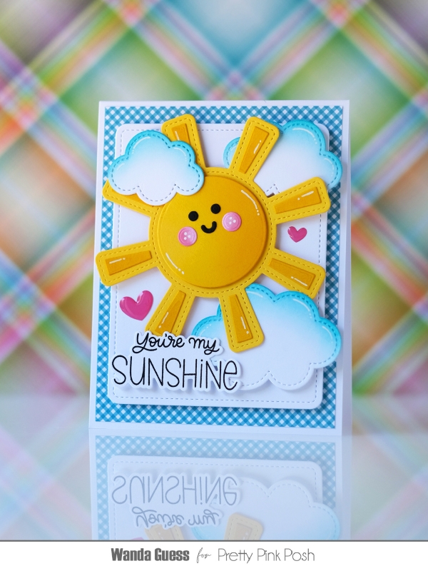 pretty pink posh, pretty pink posh stamps and dies, summer new release, cocktails, hibiscus dies, sun shaker, tropical leaves, summer card ideas, ink blending, happy summer, tropical cards, cheerful cards, wanda guess, a blog called wanda