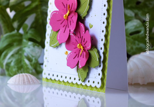 pretty pink posh, pretty pink posh stamps and dies, summer new release, cocktails, hibiscus dies, sun shaker, tropical leaves, summer card ideas, ink blending, happy summer, tropical cards, cheerful cards, wanda guess, a blog called wanda
