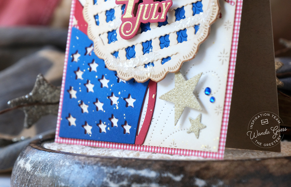 the greetery, the greetery stamps and dies, the greetery patriotic, americana, to pie for dies, wave the flag dies, grand finale dies, land of liberty stamp set, 4th of july card ideas, handmade cards, stamping, wanda guess, a blog called wanda