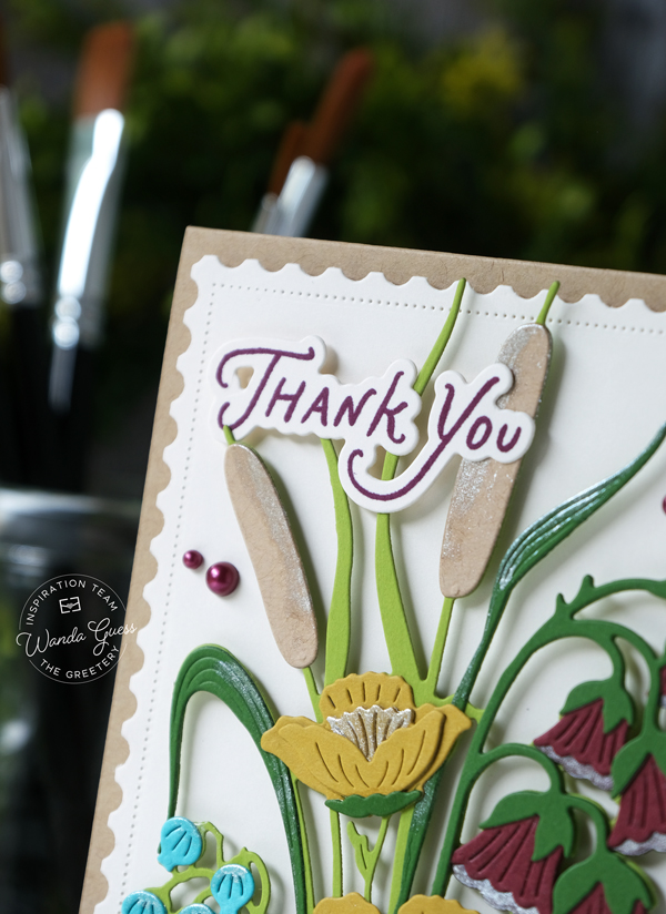 the greetery, the greetery stamps and dies, the greetery wetlands dies, the greetery vintage, thank you card ideas, handmade card ideas, die cuts, wanda guess, a blog called wanda