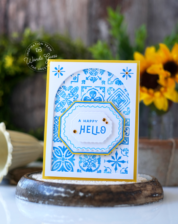 the greetery, the greetery stamps and dies, the greetery new release, la dolce vita collection, handmade card ideas, summer cards, greetery cards, the greetery tomato, the greetery rolling hills and villas, the greetery tily style, wanda guess, a blog called wanda, cheerful, stamping