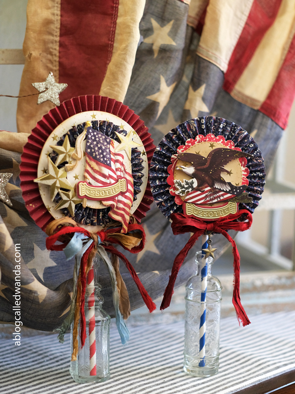 4th of july, patriotic crafting, paper crafting. paper medallions, paper rosettes, vintage, vintage 4th of july, vintage patriotic, american flag, america, anna griffin madison collection, anna griffin pretty patriotic dies, anna griffin projects, americana, america 250, wanda guess, a blog called wanda