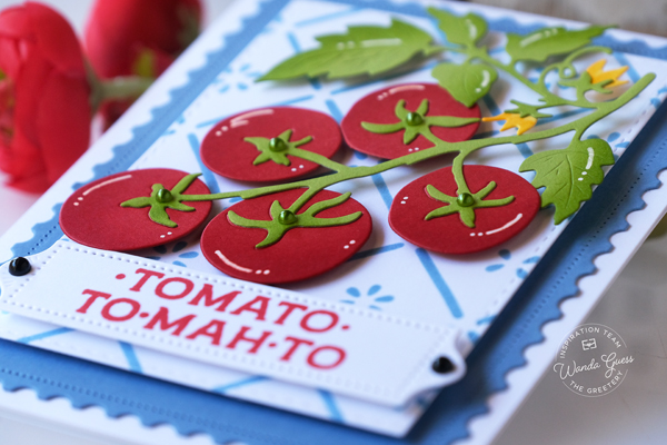 the greetery, the greetery stamps and dies, the greetery new release, la dolce vita collection, handmade card ideas, summer cards, greetery cards, the greetery tomato, the greetery rolling hills and villas, the greetery tily style, wanda guess, a blog called wanda, cheerful, stamping