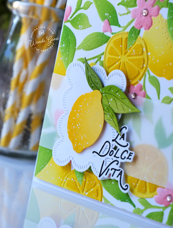 the greetery, the greetery stamps and dies, new release, la dolce vita collection, summer, italian, handmade card ideas, stamping, stencils, the greetery citrus fields, the greetery canned, fishy, the greetery coastal cuttings, ciao bella borders, card making, lemons, cheerful, wanda guess, a blog called wanda