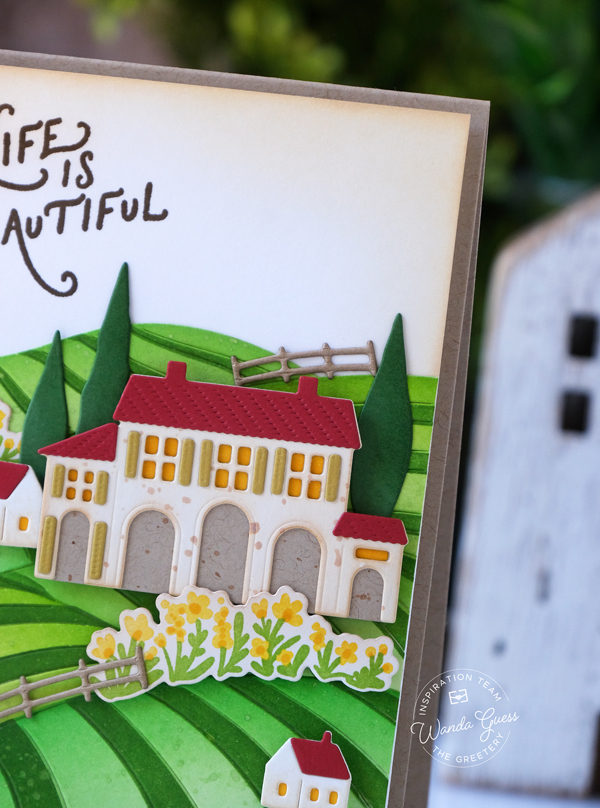the greetery, the greetery stamps and dies, the greetery new release, la dolce vita collection, handmade card ideas, summer cards, greetery cards, the greetery tomato, the greetery rolling hills and villas, the greetery tily style, wanda guess, a blog called wanda, cheerful, stamping