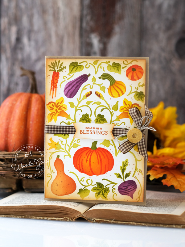the greetery, the greetery stamps and dies, the greetery autumn edit, new release, harvest, fall, fall card ideas, the greetery market place, eerie avenue, haunted house, halloween treats, the greetery wildwood, the greetery hand picked harvest, pumpkins, warm tones, the greetery design team, wanda guess, a blog called wanda
