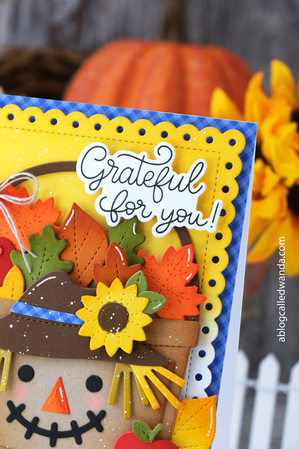 pretty pink posh new release, pretty pink posh stamps and dies, pretty pink posh fall autumn, pretty pink posh scarecrows, fall bucket, pretty pink posh fall word shaker, fall leaves, ink blending, copic coloring, pretty pink posh card ideas for fall. scarecrow cards, fall cards, wanda guess, a blog called wanda