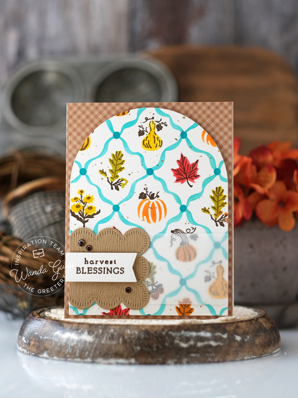 the greetery, the greetery stamps and dies, the greetery autumn edit, the greetery fall, fall card ideas, handmade card ideas, stamping, die cutting, the greetery shortbread shapes, the greetery autumn botanicals, the greetery bitty botanicals, harvest cards, pumpkins, wanda guess, a blog called wanda