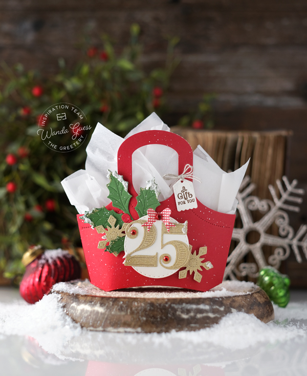 the greetery, the greetery stamps and dies, the greetery christmas, the greetery district twelve/25, the greetery market tote, the greetery nativity, christmas crafting, holiday crafts, christmas card ideas, handmade, treat box for christmas, gift card holder ideas, wanda guess, a blog called wanda