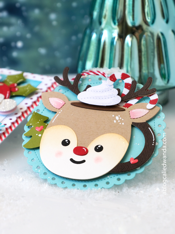 pretty pink posh stamps and dies, pretty pink posh christmas release, holiday, winter, santa, handmade christmas card ideas, die cut cards, holiday cards, pretty pink posh christmas mugs, pretty pink posh stocking gift card, reindeer holder, pretty pink posh gingherbread house, wanda guess, a blog called wanda, cute christmas projects, handmade holidays