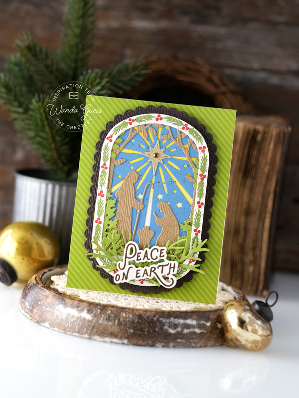 the greetery, the greetery stamps and dies, the greetery christmas, the greetery district twelve/25, the greetery market tote, the greetery nativity, christmas crafting, holiday crafts, christmas card ideas, handmade, treat box for christmas, gift card holder ideas, wanda guess, a blog called wanda