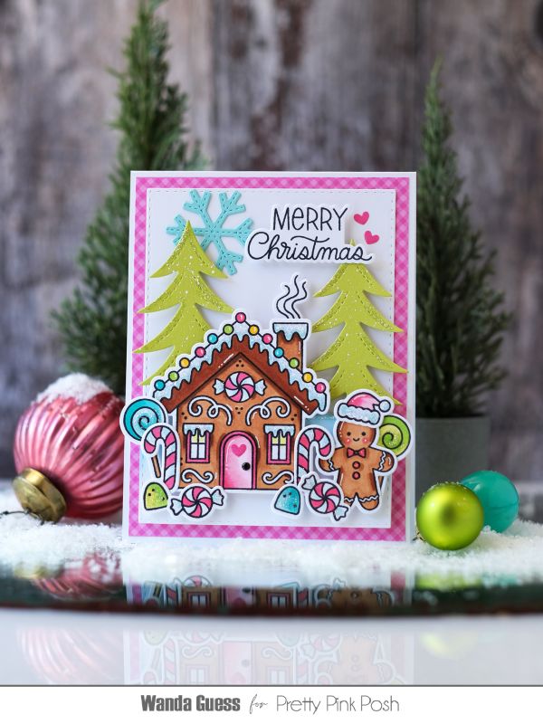 pretty pink posh stamps and dies, pretty pink posh christmas release, holiday, winter, santa, handmade christmas card ideas, die cut cards, holiday cards, pretty pink posh christmas mugs, pretty pink posh stocking gift card, reindeer holder, pretty pink posh gingherbread house, wanda guess, a blog called wanda, cute christmas projects, handmade holidays