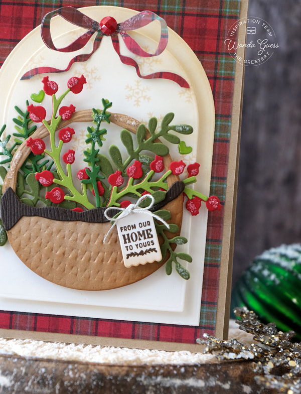 the greetery, the greetery new release, the greetery christmas, the greetery district twelve/25, the greetery bowtique holiday, the greetery brimming baskets, christmas cards, holiday cards, classic christmas, handmade card ideas, christmas tree, basket, wanda guess, a blog called wanda